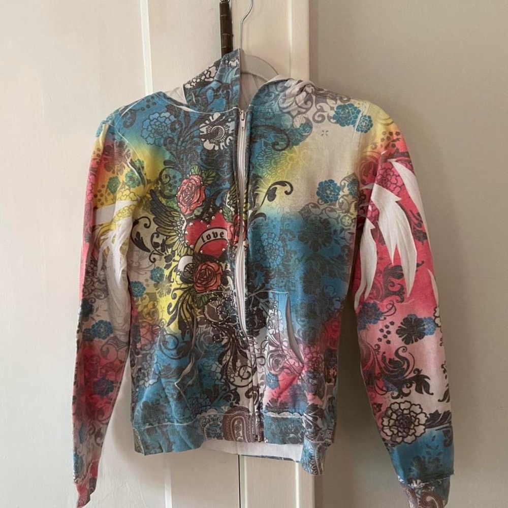 Y2K grunge rhinestone zip up